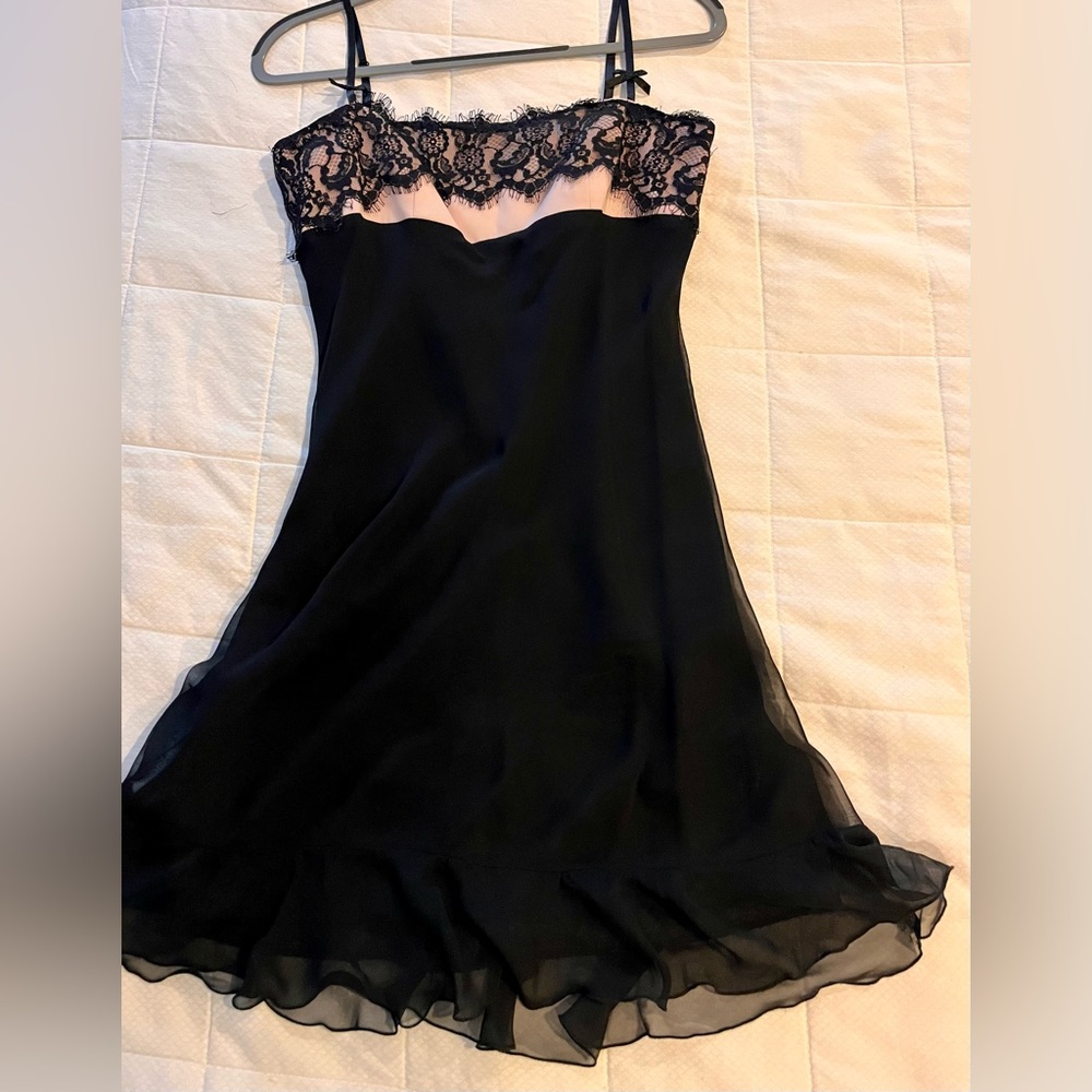 ABS Black Chiffon and Pink Party Dress